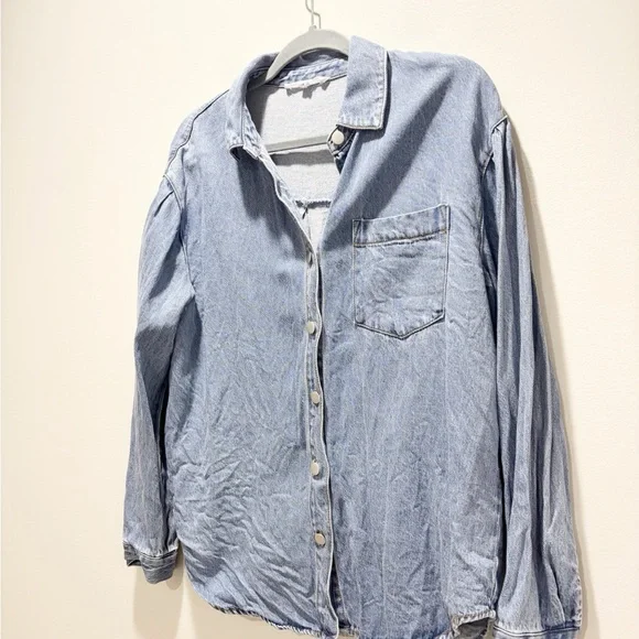 Jane and Delancey Blue Button Down Shirt Casual Denim Western Lyocell Sz M - Picture 3 of 6